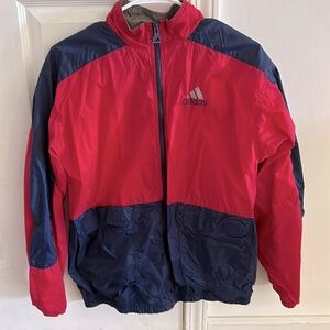 Adidas 90s jacket red/blue,nylon/cotton used and loved kept in good condition